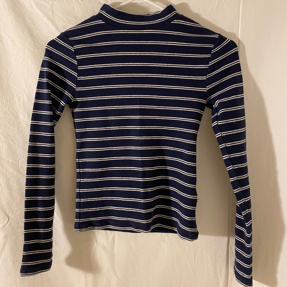striped mockneck top